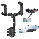 HASTHIP® Soporte de Teléfono para Coche Retrovisor, 360° Giratorio y Retráctil, Montaje Estable con Clip Automático, Ajustable Compatible con iPhone y Android 4-7 Pulgadas
