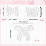 HASTHIP Applique Patches for DIY Crafts with 15 Sheer White Lace Bow and Butterfly Decals