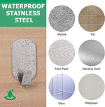 HASTHIP® 8 Pack Stainless Steel Adhesive Wall Hanger Self Hooks Waterproof Heavy Duty Sticky for Hanging Bathroom Kitchen Robe Coat Towel Utensils Narrow Hook 3 PCS