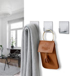 Supvox Self Adhesive Hooks Heavy Duty Stainless Steel Waterproof Shower Stick on Hooks for Hanging Coat, Hat, Towel for Kitchens Bathrooms Offices No Drill Needed-Pack of 4