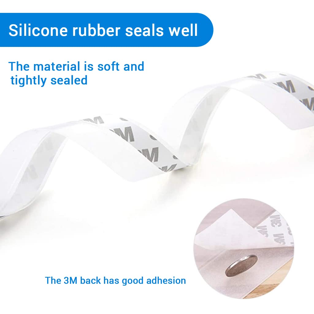 HASTHIP Window Seal Strip for Doors and Windows 10m 35mm | Transparent Silicone 3 pcs