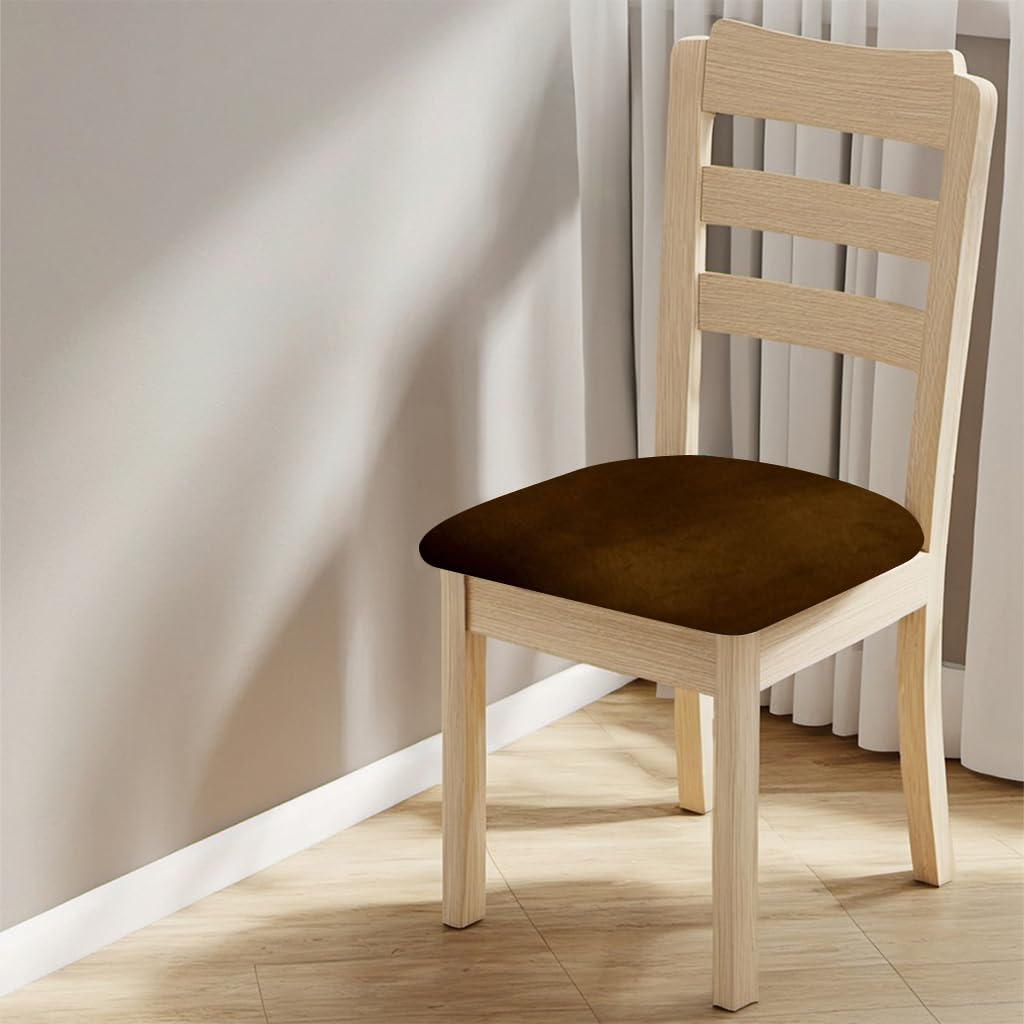 HASTHIP Dining Chair Covers for 14–18 in Seats with Elastic Edge in Retro Brown Velvet | Pack of 6