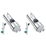 HASTHIP Bathroom Shower Head Holder for 16–27mm Slide Bar with Dual Hooks | Adjustable ABS Bracket