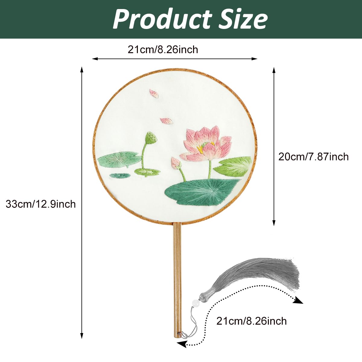 HASTHIP DIY Hand Fan Material Art Kit for Creative Embroidery with Wooden Handle and Tassel | Ideal Mother’s Day Gift