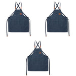 HASTHIP Canvas Work Apron for Kitchen and Workshop featuring Metal Eyelets | 3PCS Dark Blue