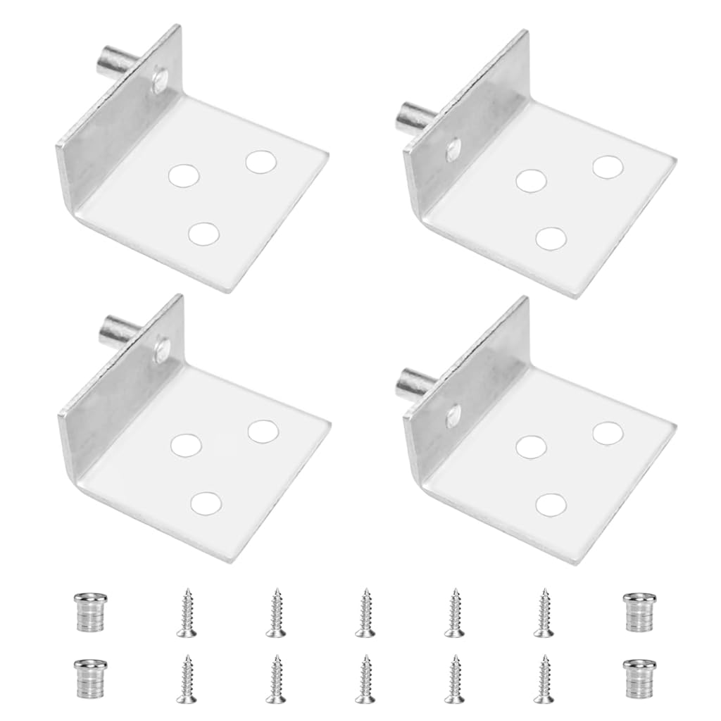 HASTHIP® 4Pcs Pivot Hinges Stainless Steel Silver Heavy Duty Concealed Shaft Door Hinges with Bushing for Wood Doors, Drawers, Furniture Cabinets, Wardrobe, Showcase, etc-Metallic