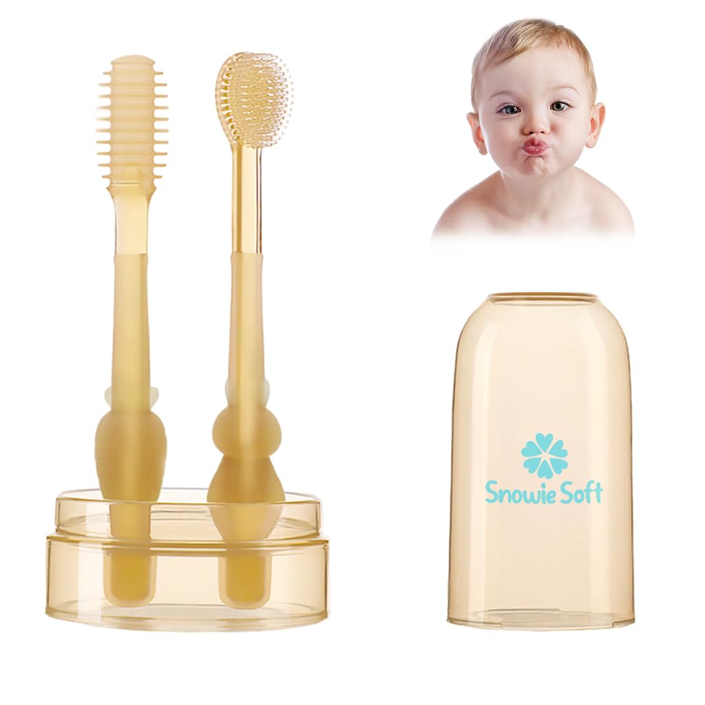 HASTHIP® Baby Oral Cleaning Brush 2 in 1 Toothbrush Tongue Brush BPA Free Soft Silicone Bristle Oral Care Toothbrush