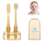 HASTHIP® Baby Oral Cleaning Brush 2 in 1 Toothbrush Tongue Brush BPA Free Soft Silicone Bristle Oral Care Toothbrush