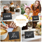 HASTHIP® 12Pcs Reuseable Price Display Stands 4" x 3" Chalkboard Stand for Displaying Price, Dish Name, with White Marker & Wipe Cloth, Versatile Samll Display Stand for Buffet Party, Bakery