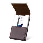 HASTHIP® Tarjetero de Negocios para Hombres y Mujeres, Capacidad 25 Tarjetas, Cierre Magnético, Cartera de PU Cuero Estilo Premium, Compacto y Duradero, 9.98x6.5cm Marrón, Ideal para Viajes