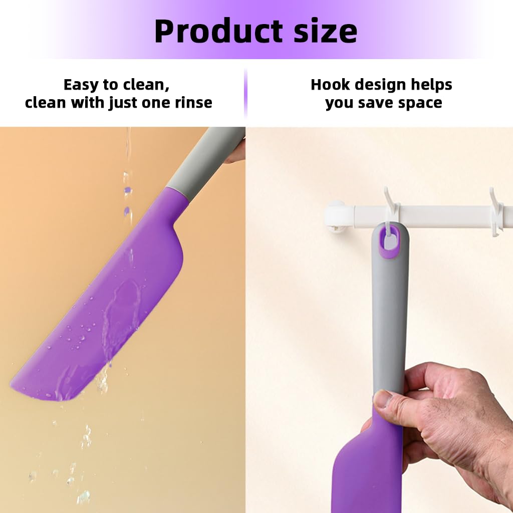 HASTHIP Silicone Spatula for Cooking and Baking with 12.7 in Handle featuring Seamless Design | Purple