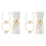 HASTHIP Curtain Ties 4PCS for Bedroom and Living Room featuring Elegant Flower Charm | Decorative Rope Clips