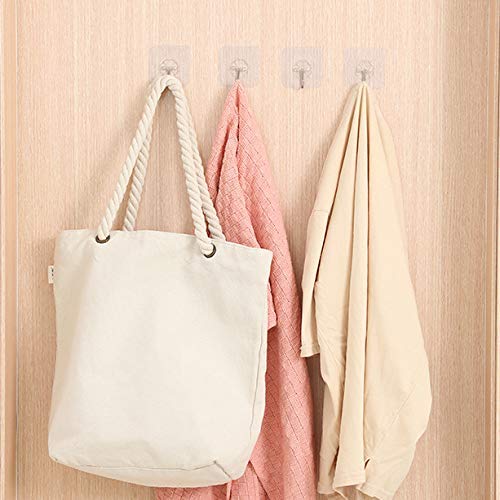 HASTHIP Adhesive Wall Hooks 20 Pack for Bathroom and Kitchen with 22 lb Capacity | Transparent Waterproof Removable Design