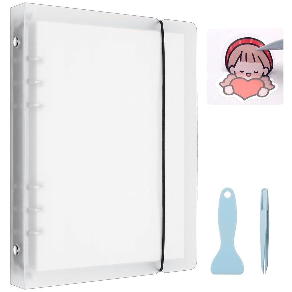 HASTHIP Journal Stickers Collecting Binder for DIY Crafts with 50 A5 Sheets & Waterproof Cover