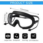 Proberos® Adult Swim Goggles, Big Frame Competition Professional Swim Goggles Swimming with Waterproof Earplugs, Leakproof Anti-fog UV Protection Diving Goggles for Surfing, Kayaking, Black