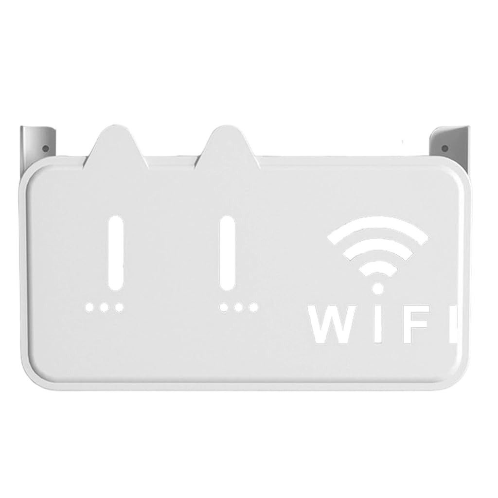 HASTHIP® WiFi Stand Wall Mounted - No-Drill Universal Wall Mounted Shelves Self-Adhesive WiFi Storage Box for Modem, Set-Top Box, Smart Devices-Space-Saving Cable Organizer Stand for Home & Office