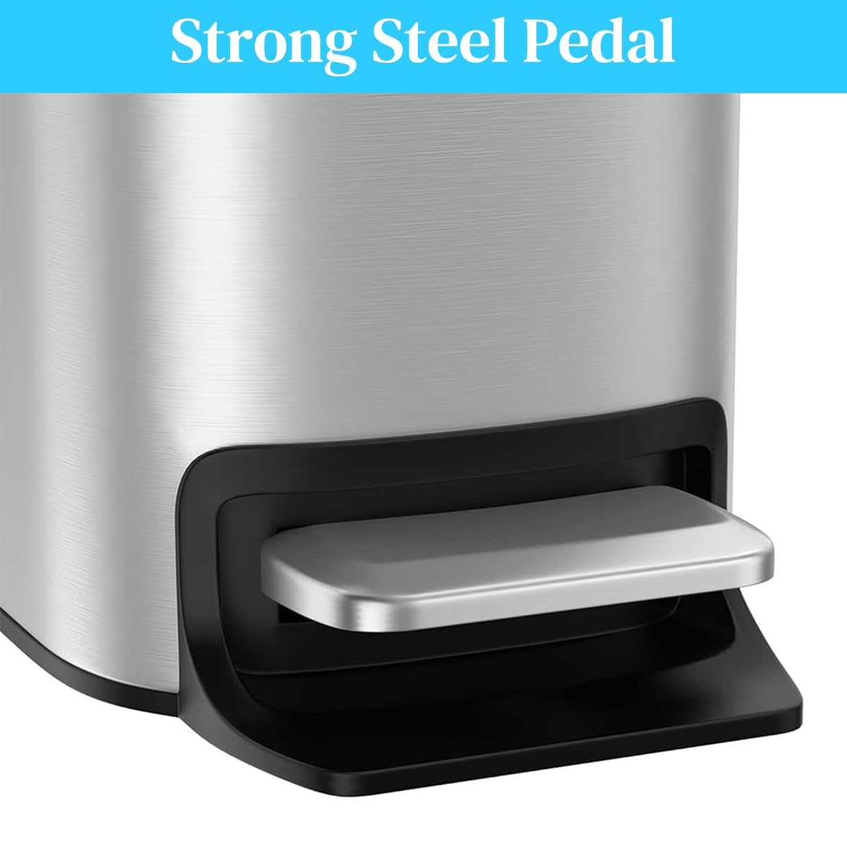 HASTHIP Slim Bathroom Trash Can for Small Spaces with Soft Close Pedal Lid 6 L Stainless Steel Bin