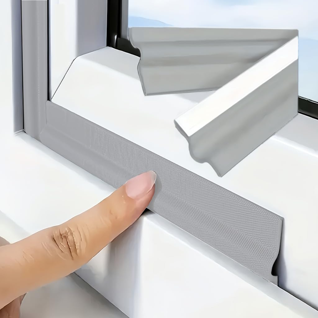 HASTHIP® Self Adhesive Window Seal Strip, PU Foam Weather Stripping for Sliding Doors and Windows, Windproof Soundproof Door Bottom Seal Tape Guard, Insulation Dust Stopper in Grey