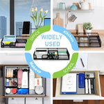 HASTHIP® Drawer Organizer, Metal Mesh Desk Drawer Dividers with 6 Adjustable Compartments, Desk Drawer Organizer Trays Universal Storage Organizer Tray for Office, Kitchen, Bathroom, Makeup, Vanity