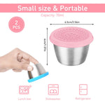 HASTHIP Salad Dressing Container for Lunch and Travel with Leakproof Silicone Lids | 2pcs 70ml Reusable Stainless Steel Cups Pink and Blue
