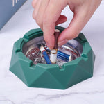 HASTHIP Fashion Desk Ashtray with Lid featuring Crown Handle and Stainless Steel Liner | Green Gift Choice