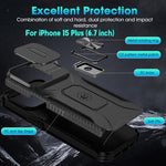HASTHIP® Phone Case for iPhone 15 Max Multifunctional Phone Cover with Folding Phone Ring Grip & Sliding Camera Cover, PC Anti-scratch Phone Case for iPhone 15 Max6.7 inch