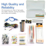 HASTHIP® 480Pcs Electronics Component Fun Kit with Power Supply Module, Jumper Wire, Precision Potentiometer, 830 tie-Points Breadboard Compatible with STM32, Raspberry Pi