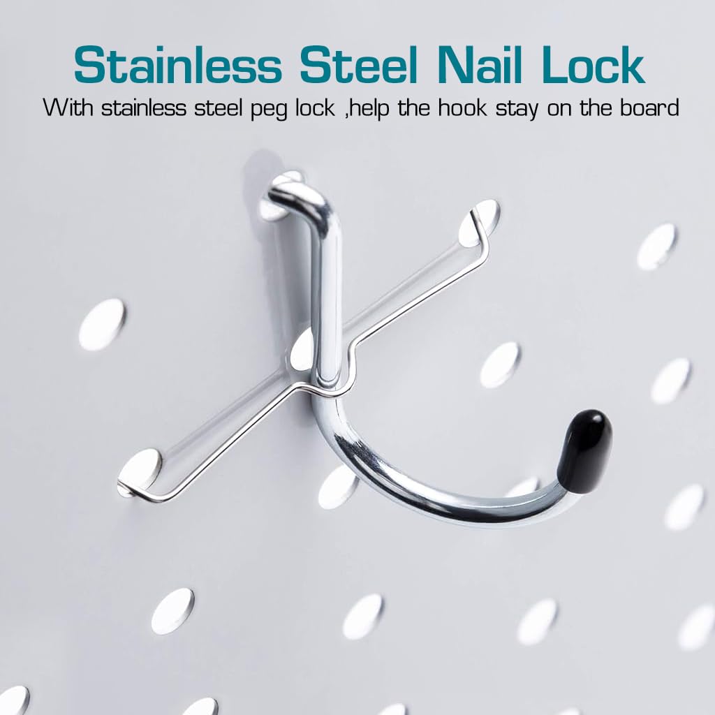 Pegboard Hooks Kit Pegboard Hooks Assortment with Pegboard Bins, Peg Locks, for Organizing Various Tools, 80 Durable Hooks & 4 Bins for 1/8" & 1/4" Pegboards, Versatile Storage Tools