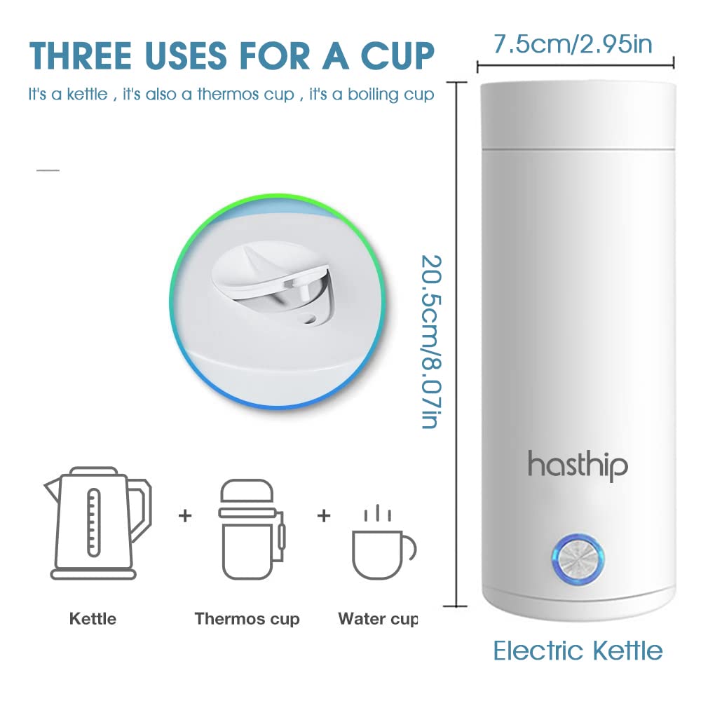HASTHIP Electric Kettle for Travel with 400 ml Capacity and 300W Rapid Heating | 304 Stainless Steel Portable Hot Water Boiler