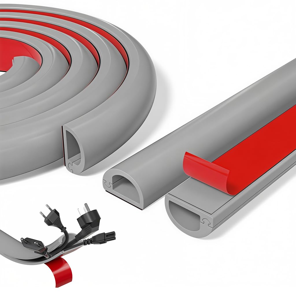 HASTHIP® 78 Inch Silicone Wall Cord Hider,Self-Adhesive Cable Raceway for TV,Paintable Wire Concealer Cover for Wall Mounted TV Flexible Side-Opening Cord Cover 3-4 Cables Grey