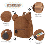 HASTHIP® Kawaii Bear Ear Kids Backpack, Soft Plush School Bag for Boys & Girls, Cute Small Preschool & Kindergarten Backpack, Adjustable Straps, 27x13x28cm, Brown Toddler Bag for Children