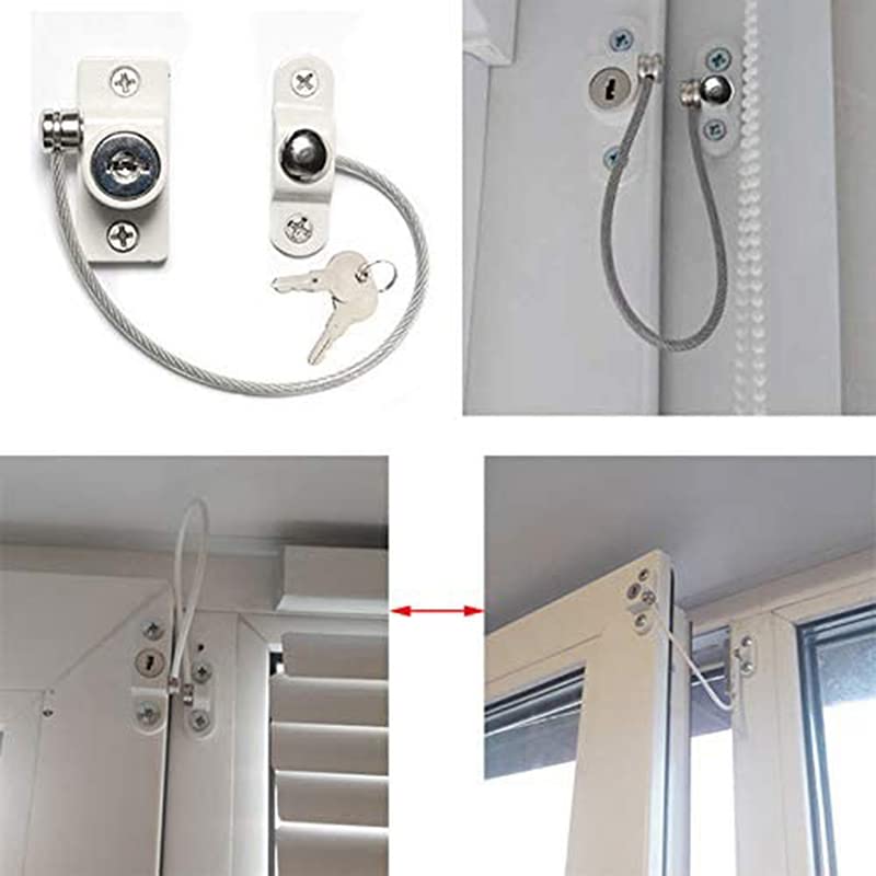 HASTHIP Child Safety Window Lock Chain for Home Security with Key and 185mm Limit | Stainless Steel Screw-Fixed Latch