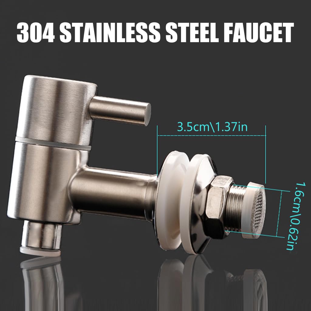 HASTHIP Replacement Spigot Faucet Tap for Beverage Dispensers with 16mm Lever Spout | 304 Stainless Steel 3pcs Set