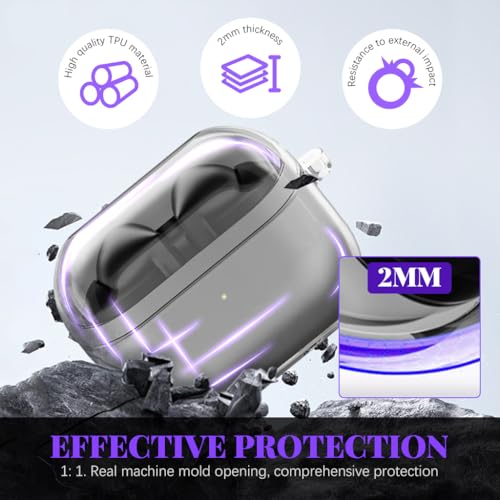 HASTHIP® Compatible with Samsung Galaxy Buds 3 Case & Galaxy Buds 3 Pro Case, Protective TPU Clear Case with Lanyard, Fashion Earbuds Case Cover, Headphone Accessories