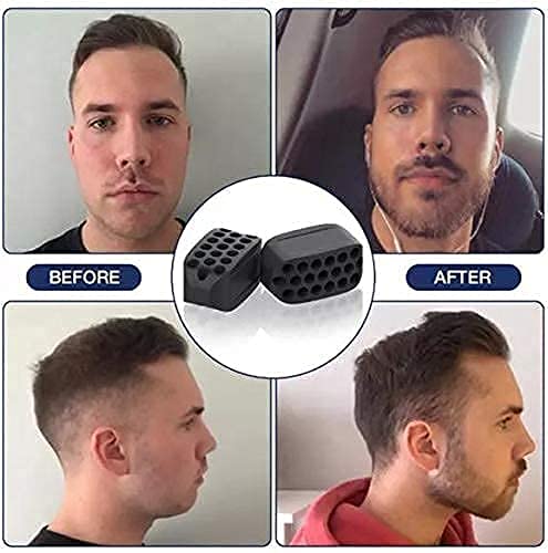 MAYCREATE Jawline Exerciser, jaw exerciser for Women & Men, Jaw Trainer Jawline shaper jaw Workout, Double Chin Reducer, Face Slimmer and Neck Toning, Define Your Jawline (Black, Pack of 2)