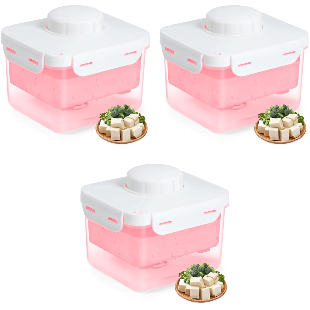HASTHIP Tofu Press Maker for Water Removal featuring Spring Loaded Design 15.5x13.5x13.5cm | Food Grade Stainless Steel 3PCS