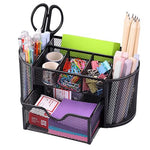 HASTHIP® Metal Grid Desk Organizer, Multi-Compartment Office Pen Stand, Space-Saving Storage Holder for Stationery, Gadgets, Home & Office Supplies