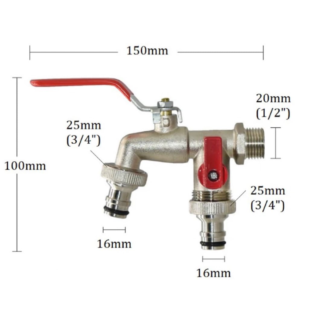 HASTHIP 1/2 Inch Dual Outlet Tap, 3-Pack
