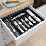 HASTHIP® Brick Brown Adjustable Silverware Drawer Organizer, Expandable Utensil Tray for Kitchen