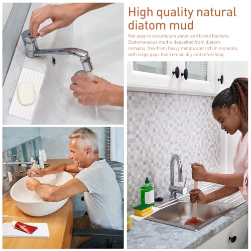 HASTHIP® Water Absorbent Diatomite Coasters - Heat Resistant Non Slip Holder, Water Absorbing Mat for Hand Soap, Plants, Toiletries, Bathroom Sink Water Absorption Pads Bathroom