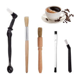 Coffee Brush Set, Professional Espresso Brush Kit, Include Wooden Coffee Grinder Machine Cleaning Brush and Nylon Espresso Brush for Coffee Machine Group Head (5Pcs)