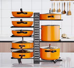 HASTHIP® Pots and Pans Organizer for Cabinet, 8 Tier Pot Organizers Rack with 3 DIY Methods, Adjustable Pan Organizer under Cabinet Kitchen Organization and Storage-Black