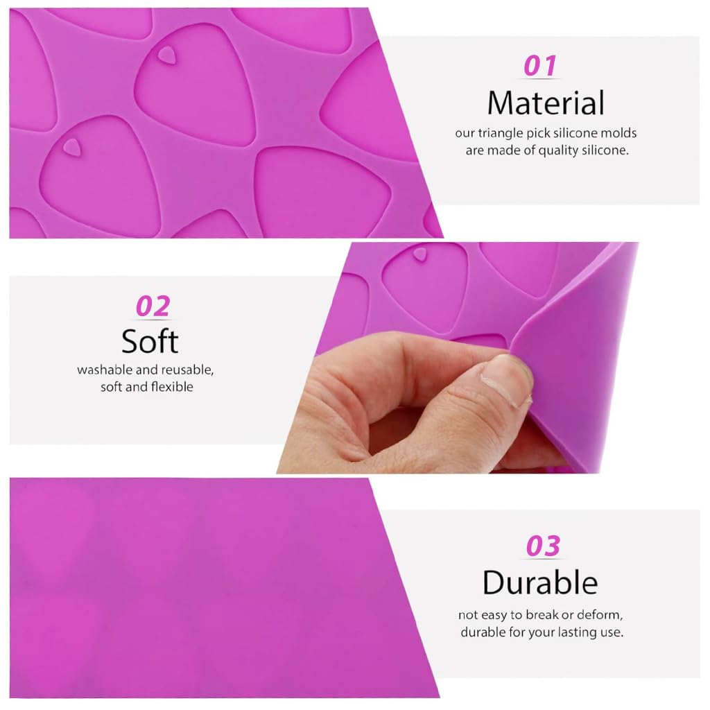 HASTHIP Resin Guitar Pick Silicone Mould for DIY Crafts with 20 Chambers and 2 Sizes | Food Grade Flexible Material