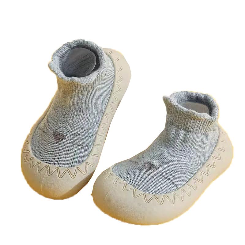 HASTHIP® Zapatos Calcetín para Bebé Niños Pequeños, Suela de Goma Antideslizante Suave, Pantuflas de Dibujos Animados Cómodas para Interior