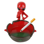 HASTHIP Red Alien Ashtray for Home Office and Car with Four Cigarette Slots | Resin Desk Decor