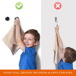 HASTHIP Wall Towel Holders for Kitchen and Bathroom featuring Push-in Snap Mechanism | 4Pcs 1.6 in Round Self Adhesive Cotton Black Set