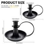 HASTHIP Candle Holder Stand for Dining Table Decor with Wax Drip Tray & Handle | Vintage Black Iron Tealight Set of 2