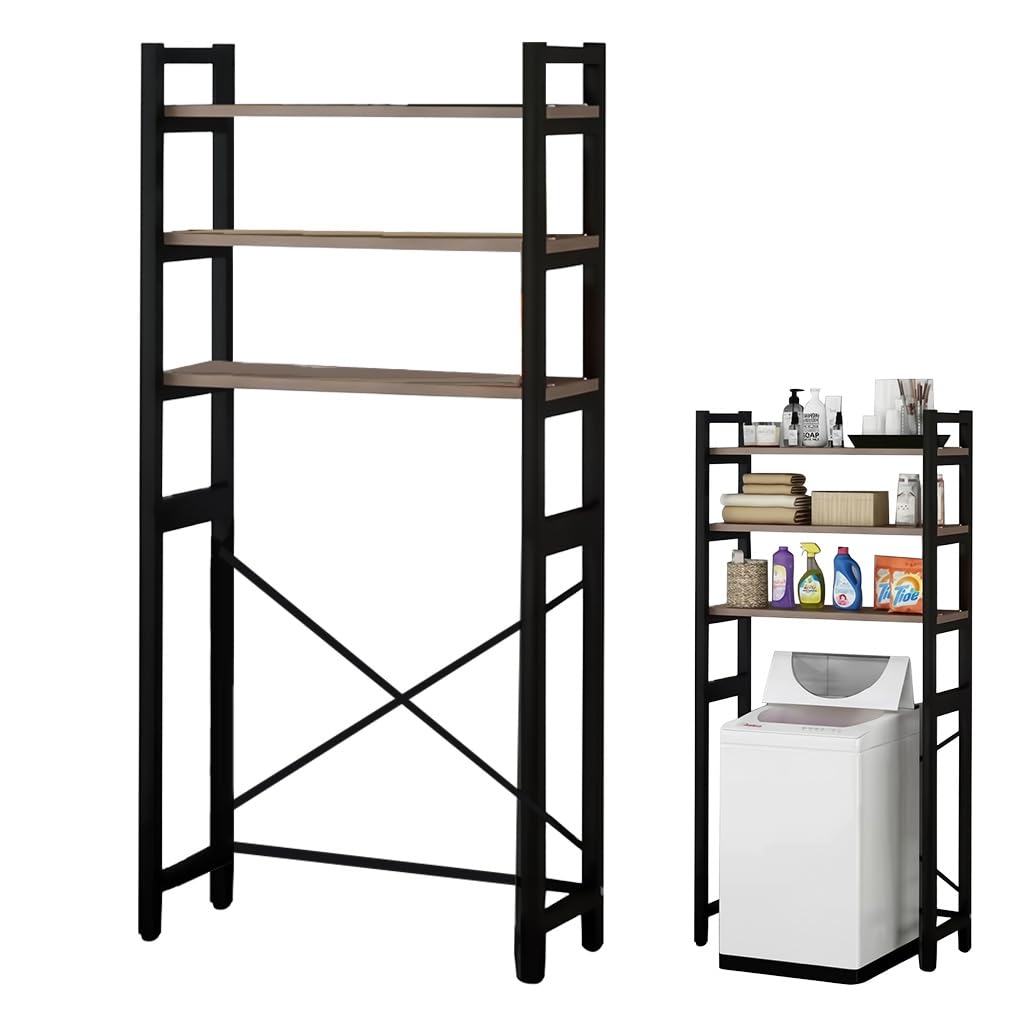 HASTHIP Washing Machine Storage Rack for Laundry Room with 3 Layer Shelves and Adjustable Feet