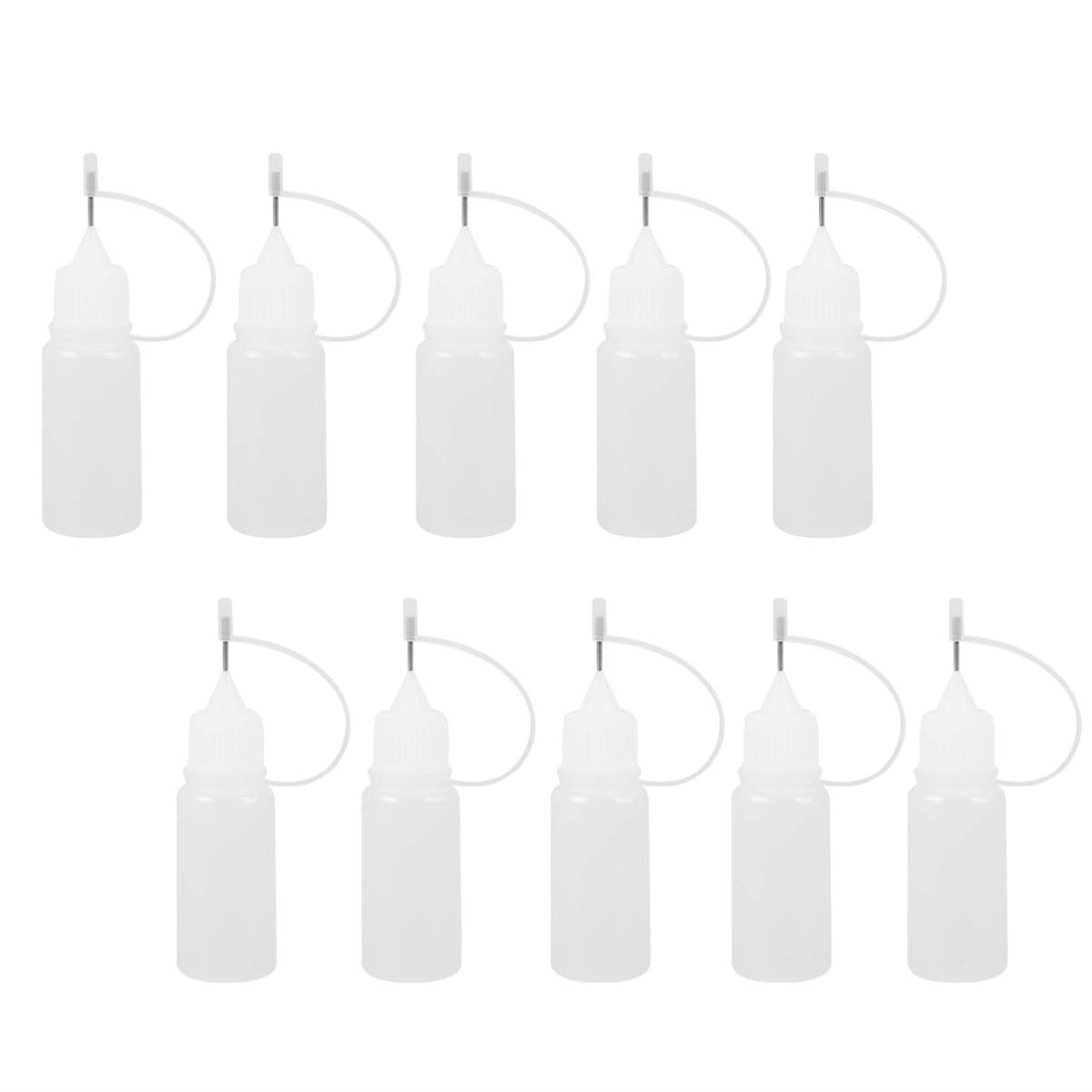 HASTHIP® 10 Pzs Botellas Aplicadoras con Punta de Aguja de Precisión 10ml,Botellas Pegamento PE para Manualidades,Pintura Acrílica Papel Tinta y Bricolaje Líquido