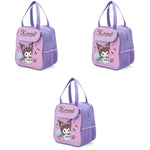 HASTHIP Kuromi Lunch Box Bag for School Work and Picnic | Adorable Kawaii 3PCS Set